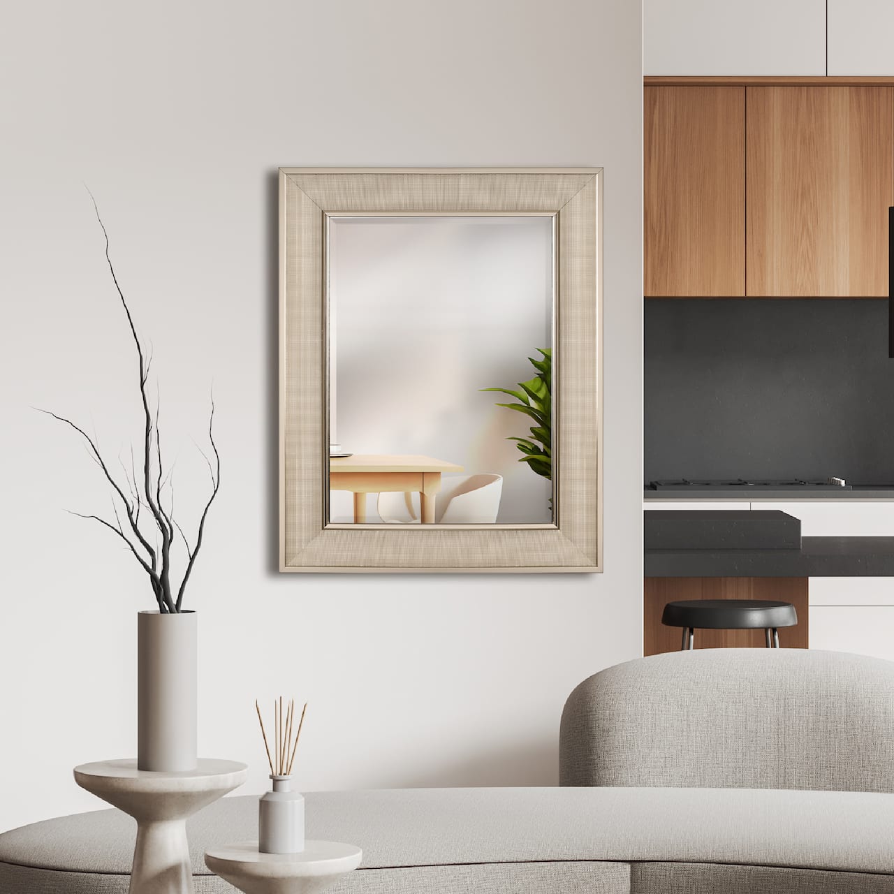 Head West Pave Brushed Nickel Stylish Bathroom & Wall Mirror